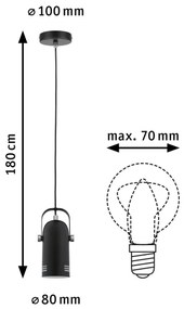 Paulmann 79766 - 1xE27/15W Lampada a sospensione su cavo LAVEA 230V nero