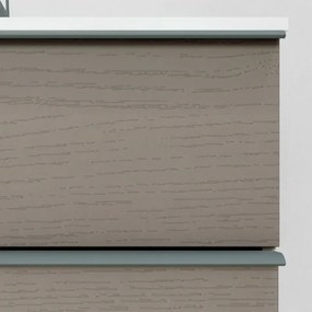 Mobile bagno sospeso 80 fango con lavabo in ceramica e specchio a filo LED Victoria