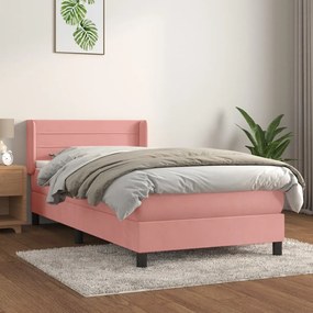 Giroletto A Molle Con Materasso Rosa 80x200 Cm İn Velluto /