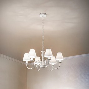 Lampadario In Metallo Provenzale Ducale Bianco 6 Luci E14