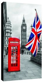 Stampa su tela Red cabin & uk flag, multicolore 140 x 70 cm