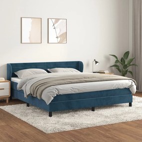 Giroletto A Molle Con Materasso Blu Scuro 160x200 Cm İn Velluto /