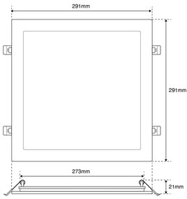 Pannello LED Quadrato 30W 3.000lm Foro 280x280mm Osram chip LED Colore Bianco Naturale 4.000K