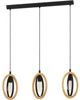 Lampadario Industrial Basildon 3 Luci Metallo Nero E Marrone