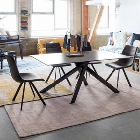 Tavolo Design Contemporaneo Top Ceramica E Gambe In Acciaio 180x90 Cm Messier Bizzotto