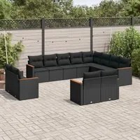 Set Divani da Giardino 12 pz con Cuscini Nero in Polyrattancod mxl 112519