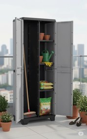 Armadio Portascope da Esterno 3 Ripiani 68x39x173H cm in Plastica Keter Stilo Grigio...