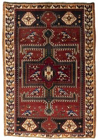 Shiraz Tappeto persiano 140 x 210 Rosso (Iran) Annodato A Mano