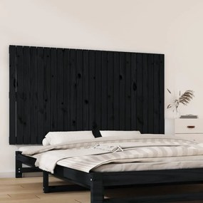 Testiera Da Parete Nera 159,5x3x90 Cm İn Legno Massello Di Pino /