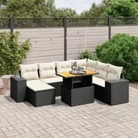 Set Divani da Giardino con Cuscini 8 pz Nero in Polyrattan 3275940