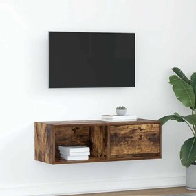 Mobile Porta Tv Rovere Fumo 80x31x25,5 Cm İn Legno Multistrato /