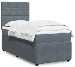 Giroletto A Molle Con Materasso Grigio Scuro 80x200 Cm Velluto /