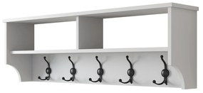 Mensola con appendiabiti 120x22x37 cm bianco
