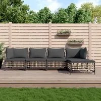 Set Divani da Giardino 5 pz con Cuscini Antracite in Polyrattan 3186743