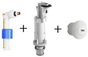 Batteria scarico wc completa Oli Deluxe per cassetta alta con tasto bianco