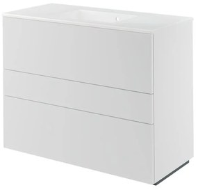 Mobile da bagno sotto lavabo Neo bianco laccato L 105 x H 84 x P 48 cm 3 cassetti, lavabo non incluso