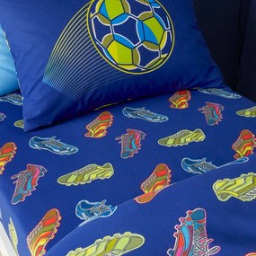 Lenzuolo con angoli per bambini blu per letto singolo 90x190 cm Bright Football – Catherine Lansfield