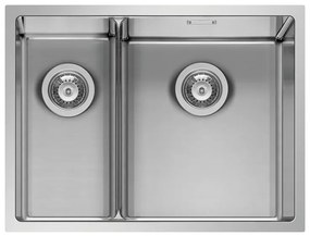 Lavello sottotop 2 vasche in inox argento PYRAMIS Low Divide L 44 x L 58 cm