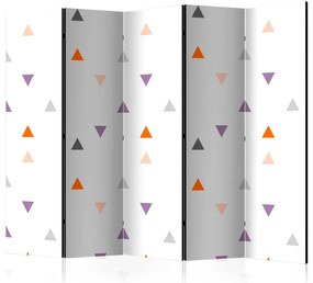 Paravento design Pioggia di Triangoli II (5-parti) - sfondo chiaro a motivo geometrico