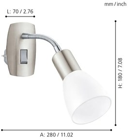 EGLO 92935 - Applique con spina integrata DAKAR 3 1xE14/25W