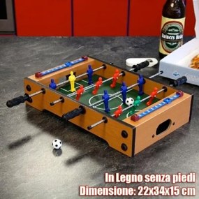 Trade Shop - Mini Calcetto Da Tavolo Struttura In Legno E Sagome In Plastica Pallina Inclusa