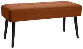 Panca design lavorazione capitonné in tessuto velluto color bruciato e metallo nero L95 cm GUESTA