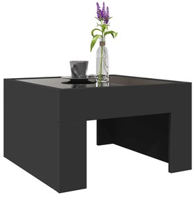 Tavolino da salotto con led infinity nero 50x50x30 cm