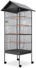 Gabbia per uccelli in acciaio con tetto 66x66x155 cm
