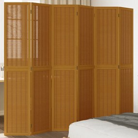 Divisorio Ambienti 6 Pannelli Marrone Legno Massello Paulownia /