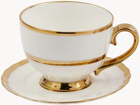 Set di 4 tazze e piattini in porcellana Golden