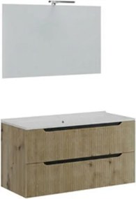 Mobile Bagno Sospeso Comfort 2 Cassetti Cannettato 100 Cm Rovere Oro