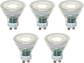 Set di 5 Lampadine LED GU10 50mm dimmerabili chiare 2.5W 450 lm 4000K