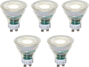 Set di 5 lampadine LED GU10 50mm dimmerabili trasparenti 2,5W 450 lm 4000K