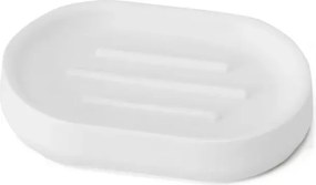 Porta sapone bagno bianco crema design tondo in plastica Pop