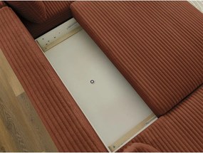 Divano angolare color mattone allungabile (con penisola a sinistra/a forma di "U") con rivestimento in velluto a coste Lucien – Bobochic Paris