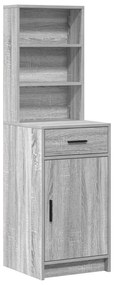 Set da toeletta in 2 pezzi con led grigio in legno ingegnerizzato