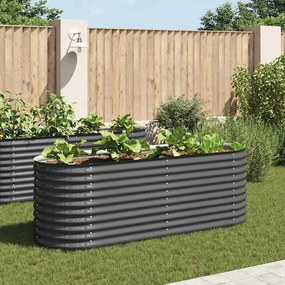 Letto Rialzato Giardino 240x80x81 Cm İn Acciaio Zincato Grigio /