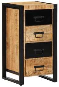 Cassettiera 40x40x90 Cm İn Legno Massello Di Mango Grezzo /