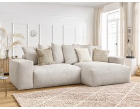 Divano angolare color crema allungabile e con contenitore rivestito in velluto a coste Voltaire – Bobochic Paris