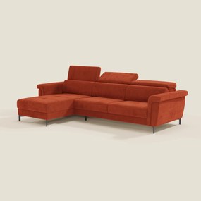 Capri Divano letto angolare con penisola contenitore e poggiatesta reclinabili - elegante tessuto smacchiabile T30