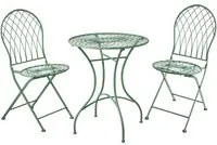 Set tavolo con 2 sedie verde in ferro Isabelle