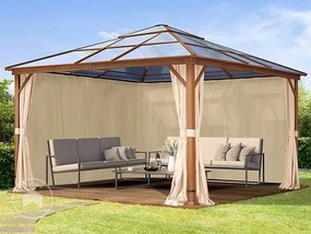 TOOLPORT Gazebo da giardino Hardtop Forest Deluxe crema, 4x4 m, look rovere - (301347)