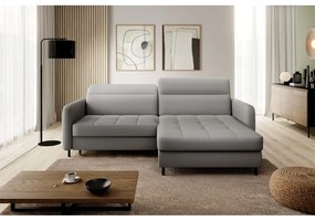 Divano angolare grigio allungabile/con contenitore (con penisola a destra/con chaise lounge) e rivestimento in velluto Gomsi – ELTAP