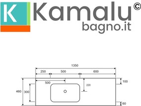 Lavabo da incasso 135 cm in solid surface | KLIT-1300SS - KAMALU