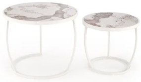 Set di 2 tavolini da salotto AURORO beige/bianco