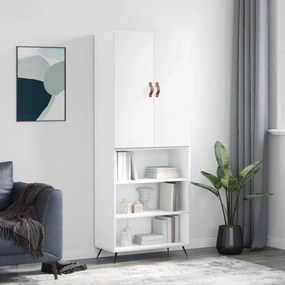 Credenza bianco lucido 69,5x34x180 cm in legno multistrato