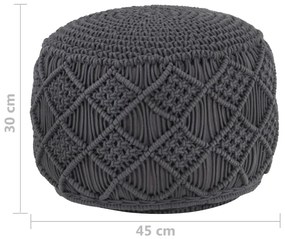 Pouf lavorato a mano macramé antracite 45x30 cm in cotone