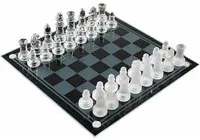 Set Scacchi in Vetro Scacchiera Moderna Gioco Classico con 33 Pezzi 20 x 20 cm