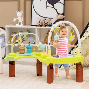 Costway Centro attività per bambini 3 in 1 con altezza regolabile su 3 livelli, Girello gonfiabile tavolo attività Verde