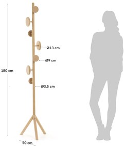 Kave Home - Appendiabiti Nalini in legno massello di betulla 180 cm